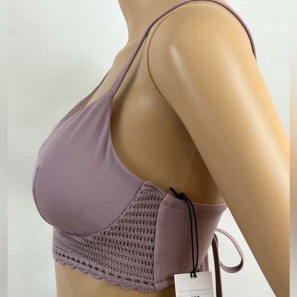 Shade & Shore Purple Longline Underwire Crocheted Bikini Top Corset Back… - Picture 2 of 7